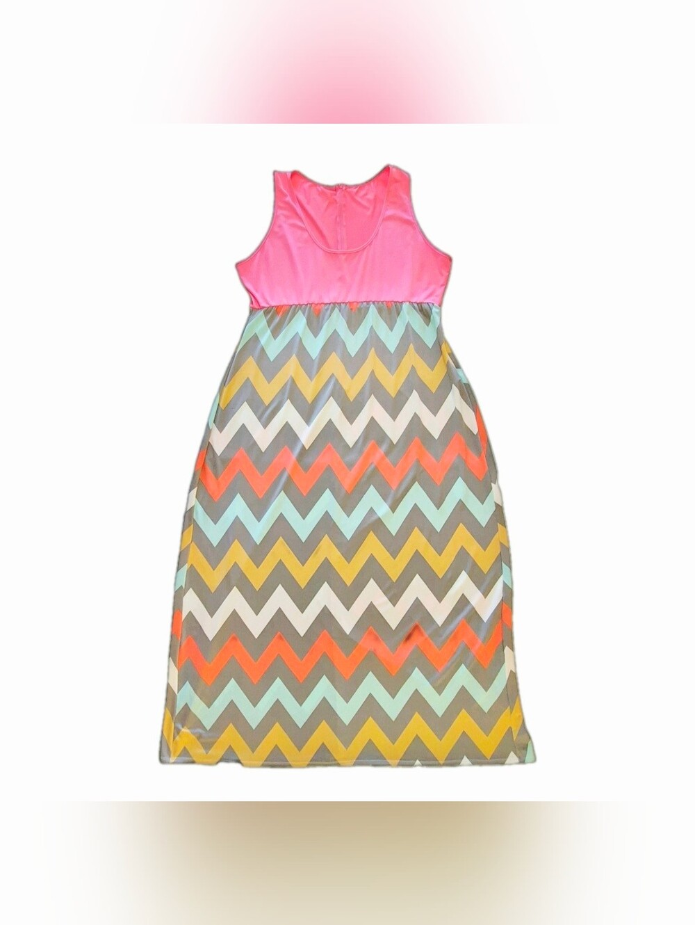 Women's Dress Pink Panel With Chevron Maxi Skirt
